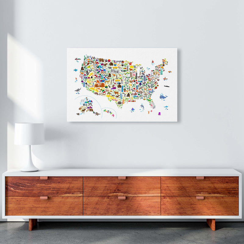 Animal Map of United States Nursery Print by Michael Tompsett A1 Canvas