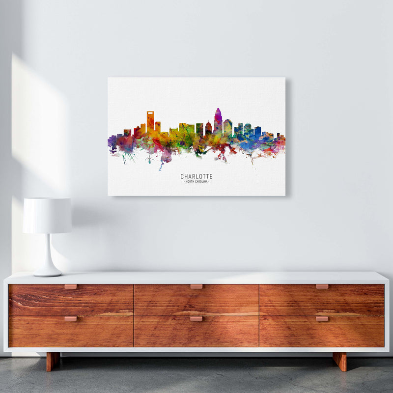 Charlotte North Carolina Skyline Print by Michael Tompsett A1 Canvas