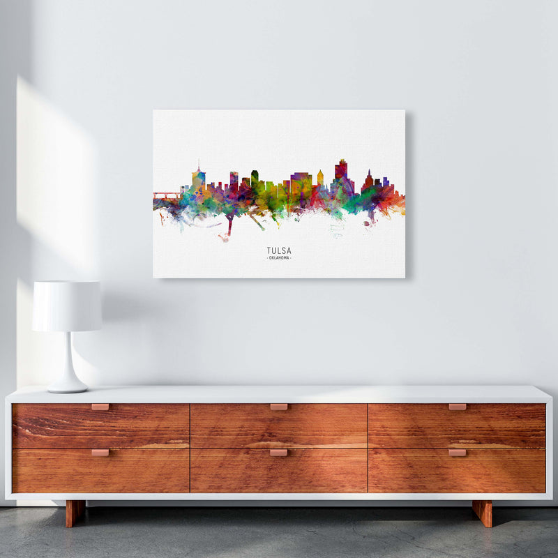 Tulsa Oklahoma Skyline Art Print by Michael Tompsett A1 Canvas