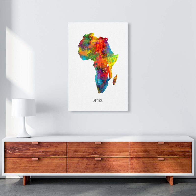 Africa Watercolour Map Art Print by Michael Tompsett A1 Canvas