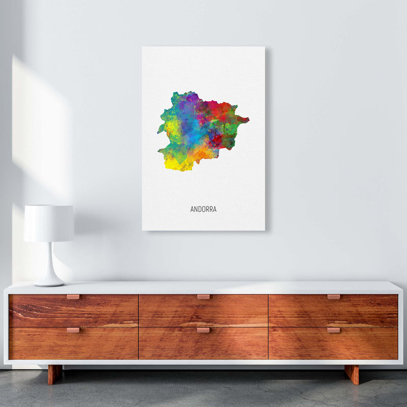 Andorra Watercolour Map Art Print by Michael Tompsett A1 Canvas