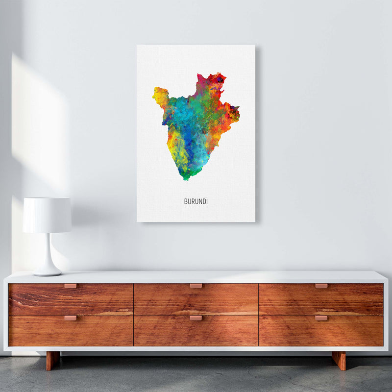 Burundi Watercolour Map Art Print by Michael Tompsett A1 Canvas