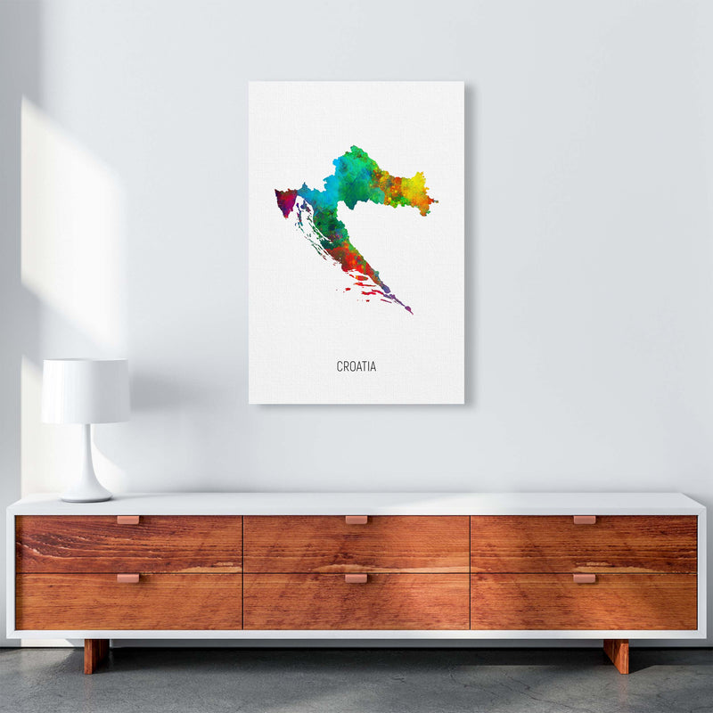 Croatia Watercolour Map Art Print by Michael Tompsett A1 Canvas