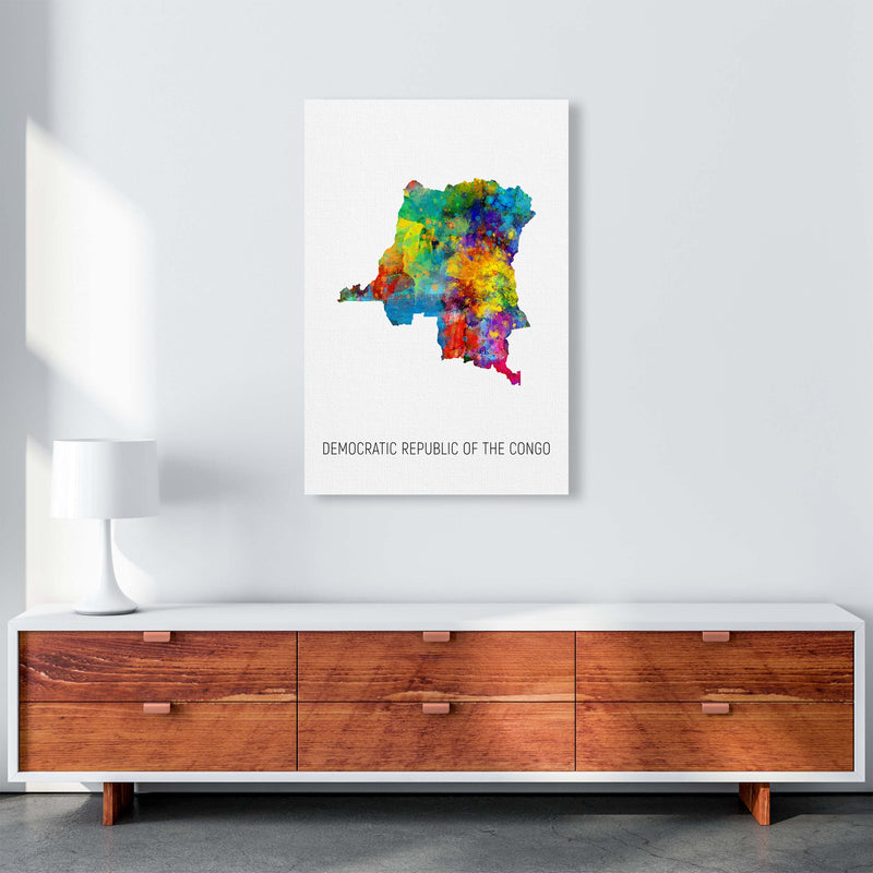 Democratic Republic Of The Congo Watercolour Map  by Michael Tompsett A1 Canvas