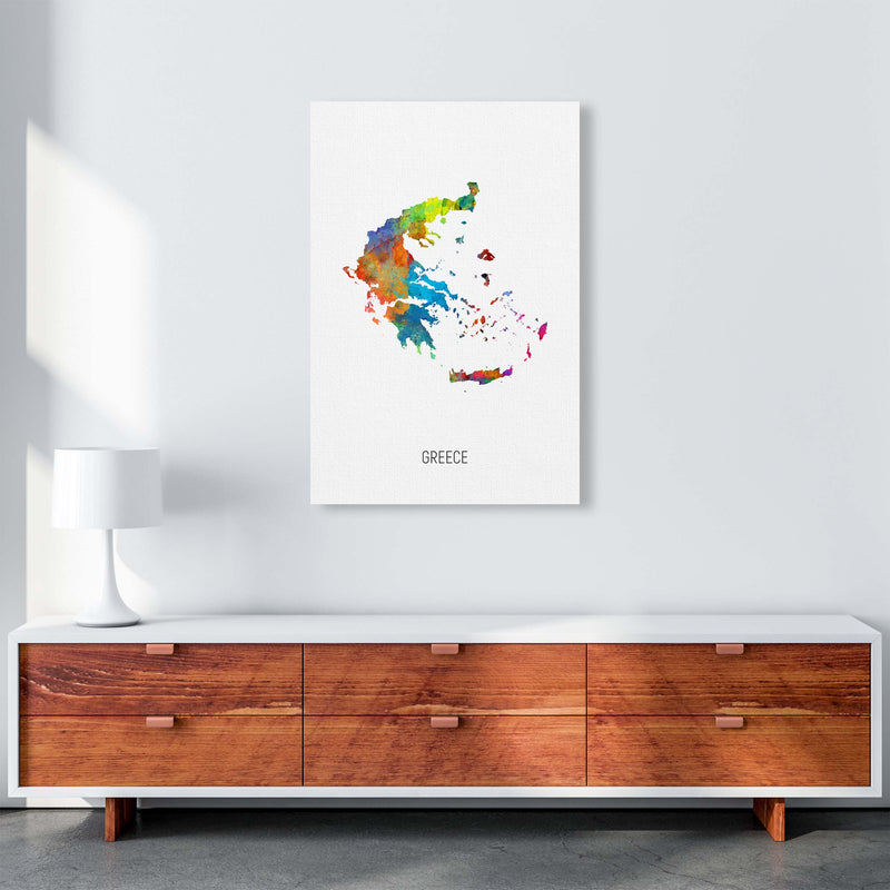 Greece Watercolour Map Art Print by Michael Tompsett A1 Canvas