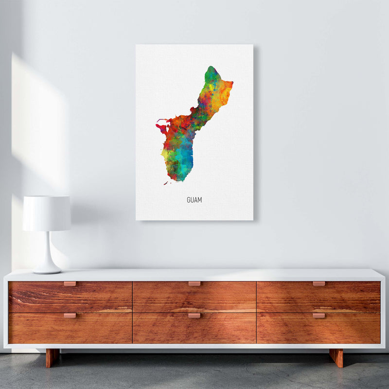 Guam Watercolour Map Art Print by Michael Tompsett A1 Canvas