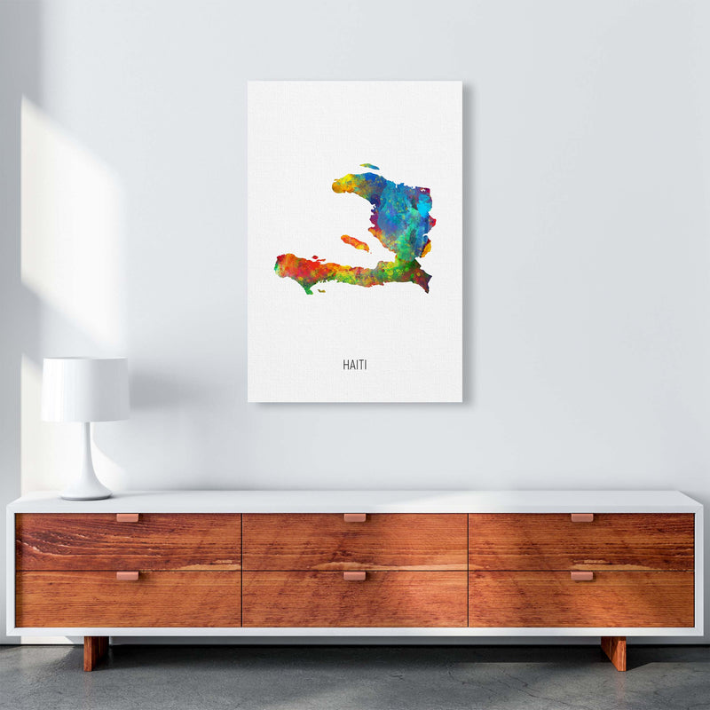 Haiti Watercolour Map Art Print by Michael Tompsett A1 Canvas