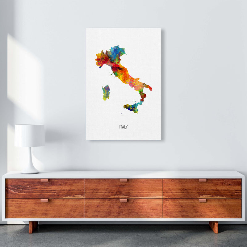 Italy Watercolour Map Art Print by Michael Tompsett A1 Canvas