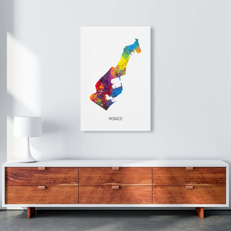 Monaco Watercolour Map Art Print by Michael Tompsett A1 Canvas