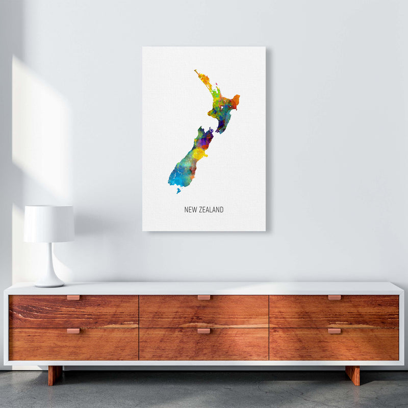 New Zealand Watercolour Map Art Print by Michael Tompsett A1 Canvas