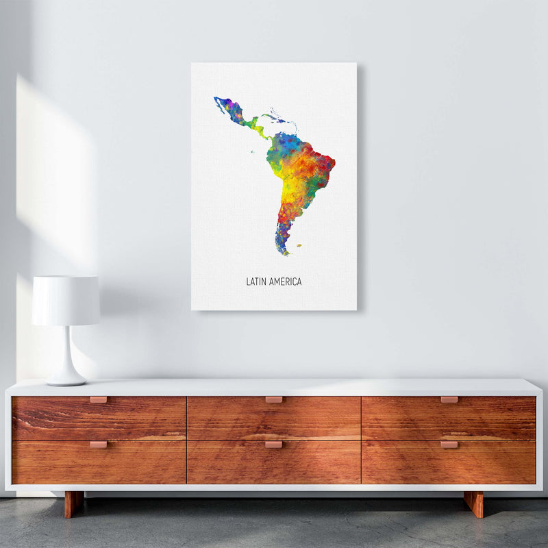 Latin America Watercolour Map Art Print by Michael Tompsett A1 Canvas