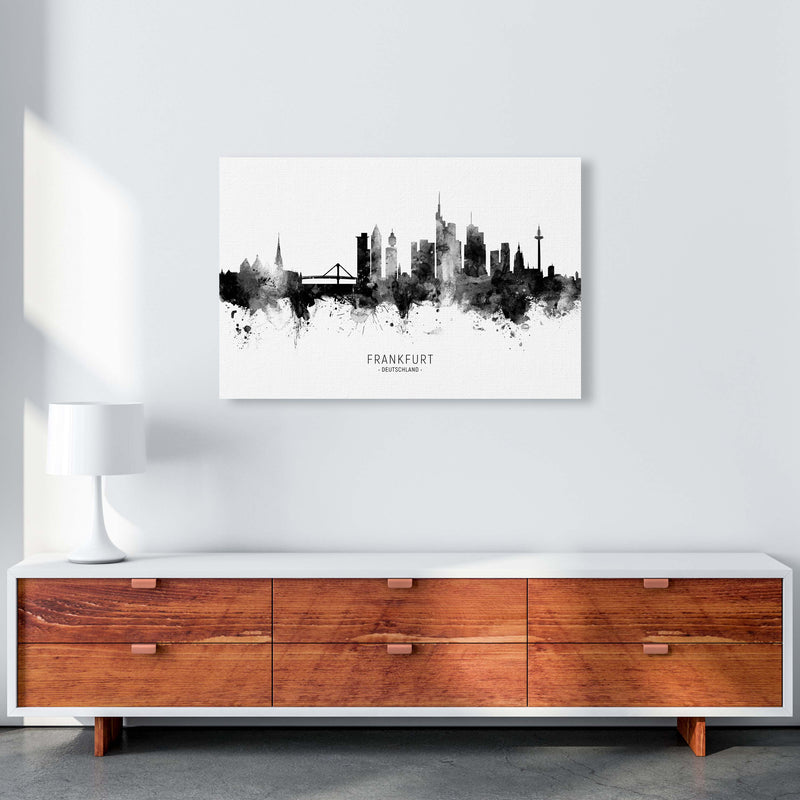 Frankfurt Germany Skyline Black White City Name  by Michael Tompsett A1 Canvas