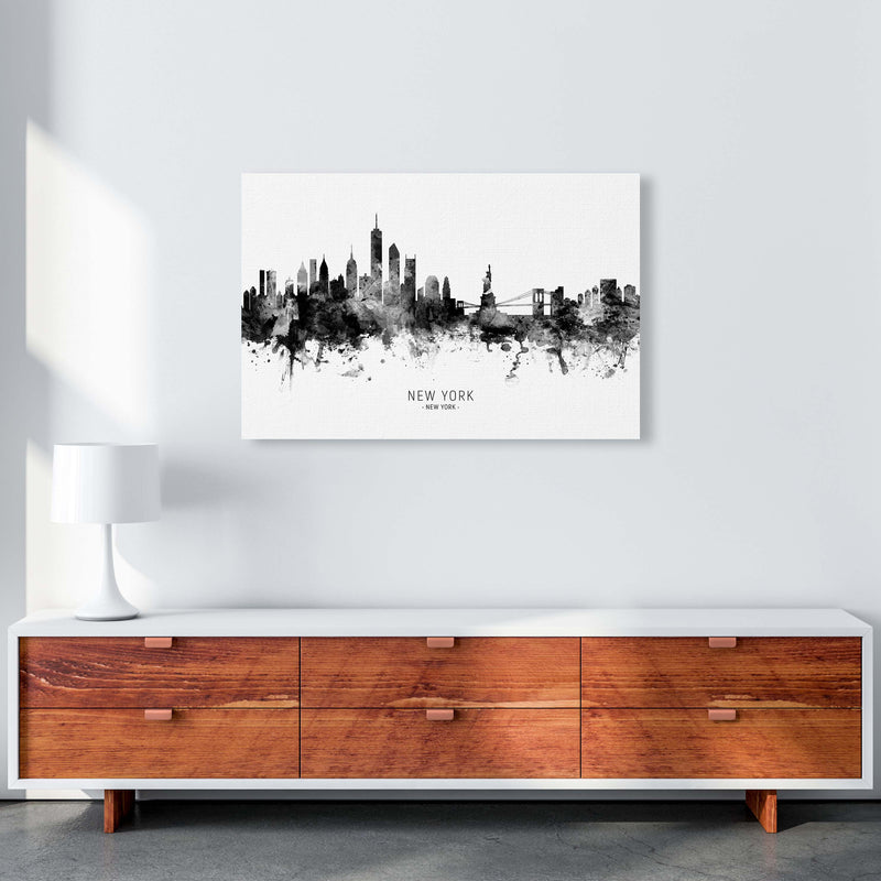 New York New York Skyline Black White City Name  by Michael Tompsett A1 Canvas