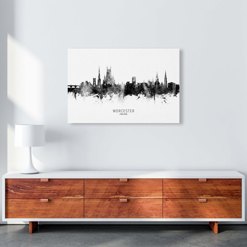 Worcester England Skyline Black White City Name  by Michael Tompsett A1 Canvas