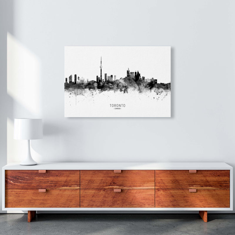 Toronto Canada Skyline Black White City Name  by Michael Tompsett A1 Canvas