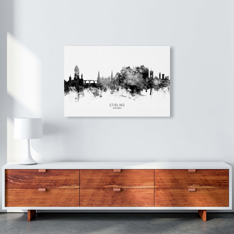 Stirling Scotland Skyline Black White City Name  by Michael Tompsett A1 Canvas