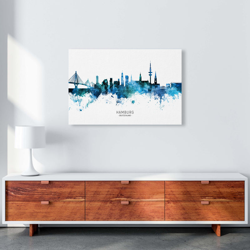 Hamburg Deutschland Skyline Blue City Name  by Michael Tompsett A1 Canvas