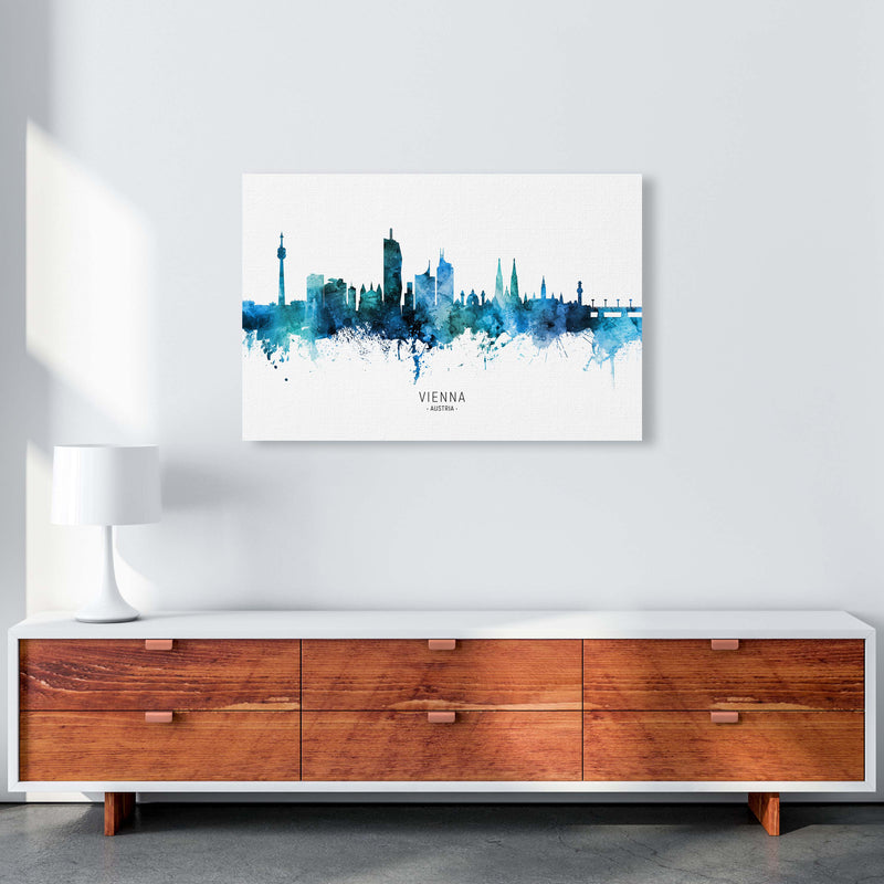 Vienna Austria Skyline Blue City Name  by Michael Tompsett A1 Canvas