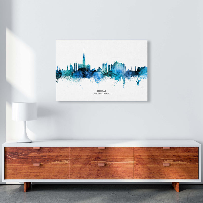 Dubai United Arab Emirates Skyline Blue City Name  by Michael Tompsett A1 Canvas