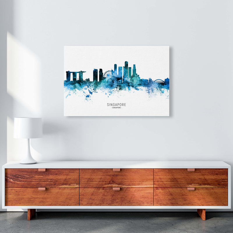 Singapore Singapore Skyline Blue City Name  by Michael Tompsett A1 Canvas