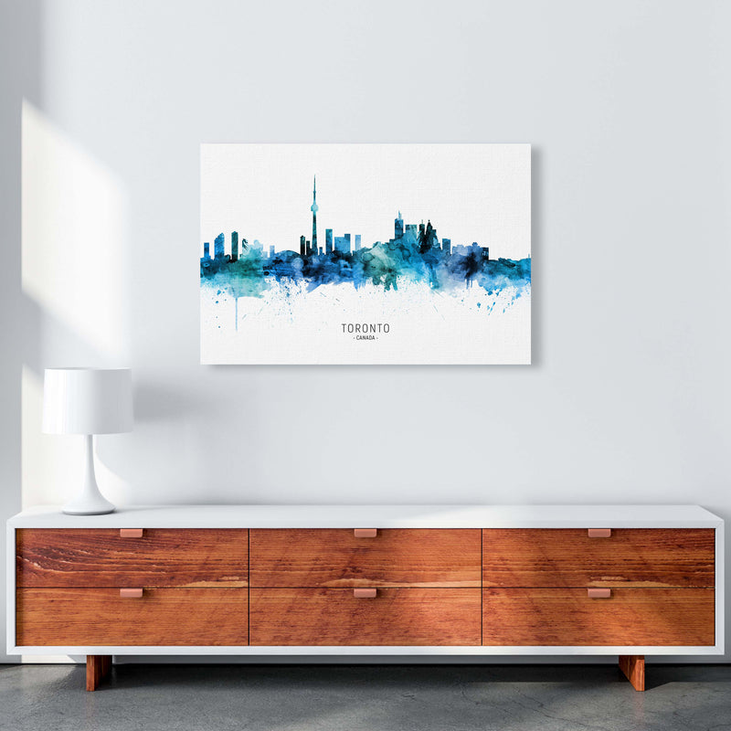Toronto Canada Skyline Blue City Name  by Michael Tompsett A1 Canvas