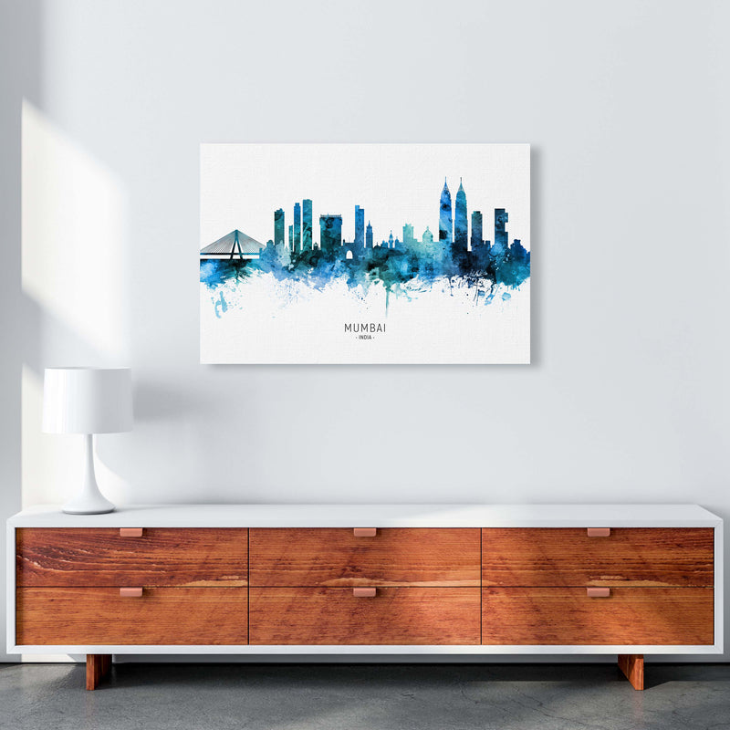 Mumbai India Skyline Blue City Name Print by Michael Tompsett A1 Canvas