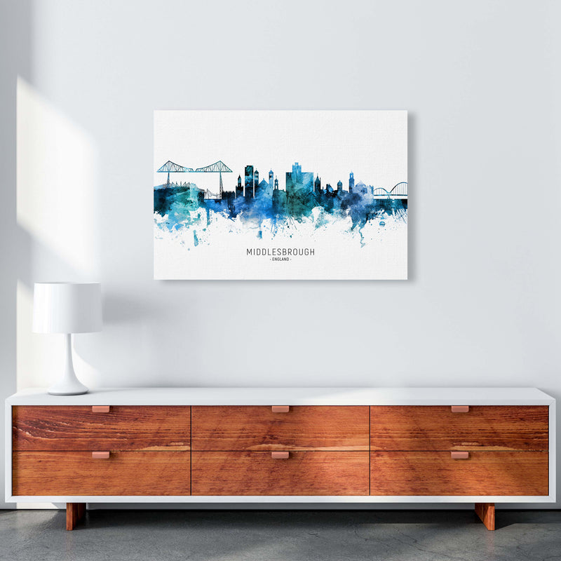 Middlesbrough England Skyline Blue City Name  by Michael Tompsett A1 Canvas