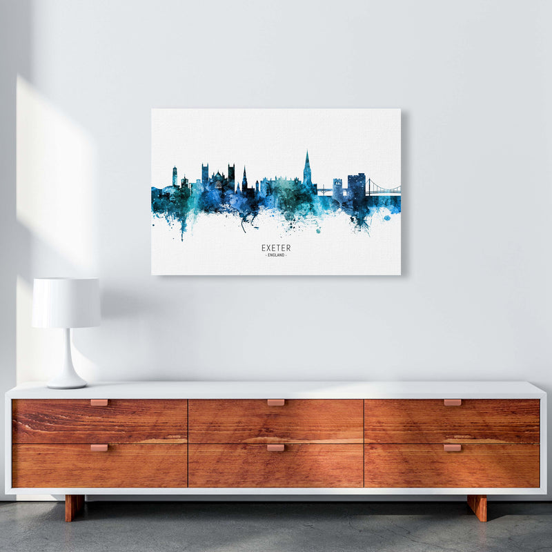 Exeter England Skyline Blue City Name  by Michael Tompsett A1 Canvas