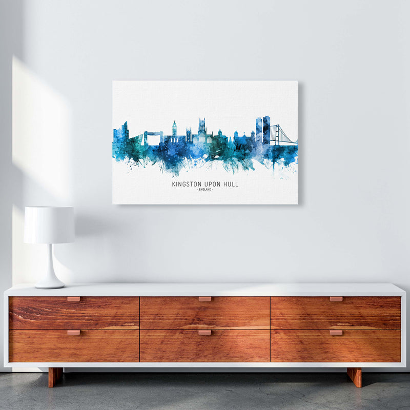 Kingston Upon Hull England Skyline Blue City Name  by Michael Tompsett A1 Canvas