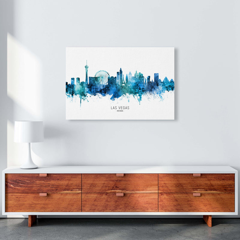 Las Vegas Nevada Skyline Blue City Name  by Michael Tompsett A1 Canvas