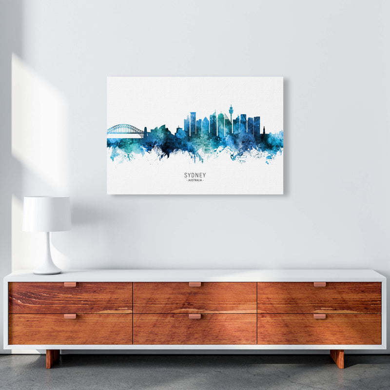 Sydney Australia Skyline Blue City Name  by Michael Tompsett A1 Canvas