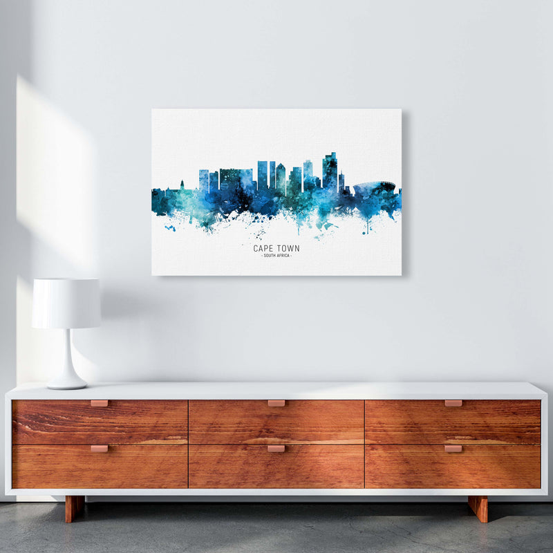 Cape Town South Africa Skyline Blue City Name  by Michael Tompsett A1 Canvas