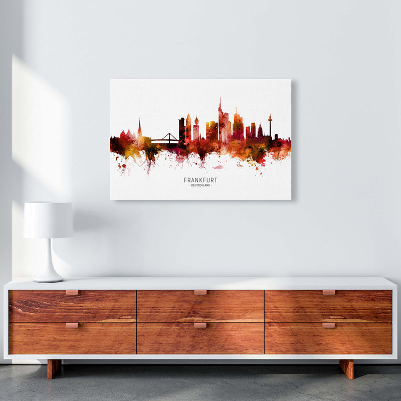 Frankfurt Deutschland Skyline Red City Name  by Michael Tompsett A1 Canvas