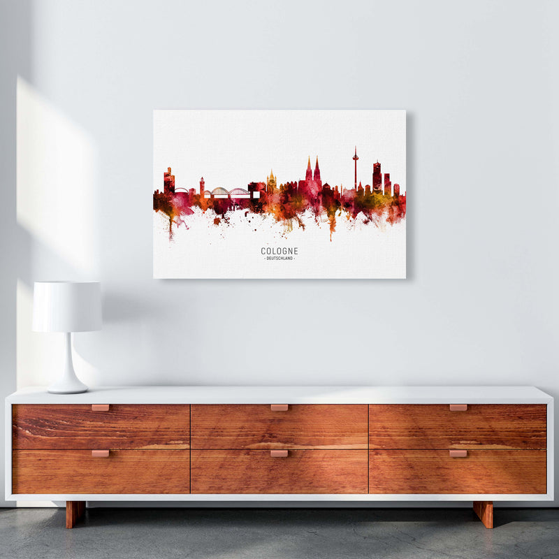 Cologne Deutschland Skyline Red City Name  by Michael Tompsett A1 Canvas