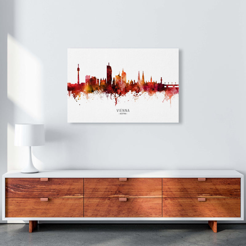 Vienna Austria Skyline Red City Name  by Michael Tompsett A1 Canvas