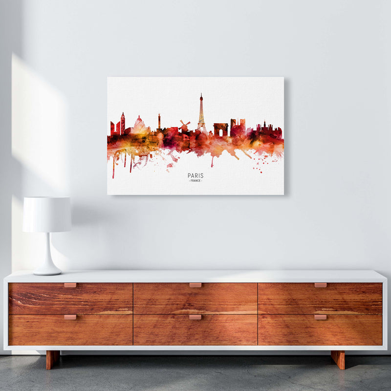 Paris France Skyline Red City Name Print by Michael Tompsett A1 Canvas