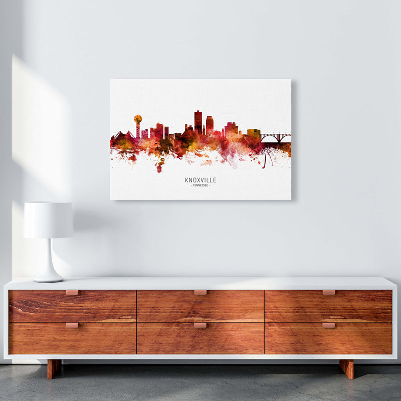Knoxville Tennessee Skyline Red City Name  by Michael Tompsett A1 Canvas