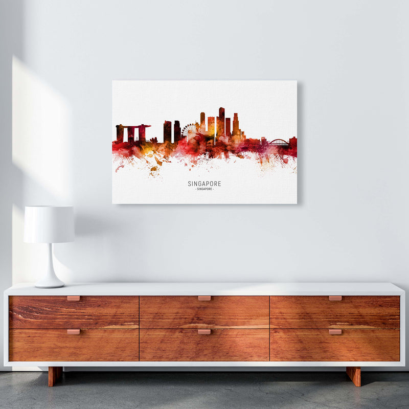 Singapore Singapore Skyline Red City Name  by Michael Tompsett A1 Canvas