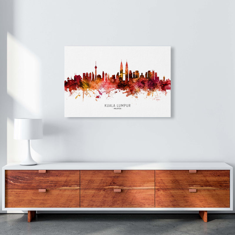 Kuala Lumpur Malaysia Skyline Red City Name  by Michael Tompsett A1 Canvas