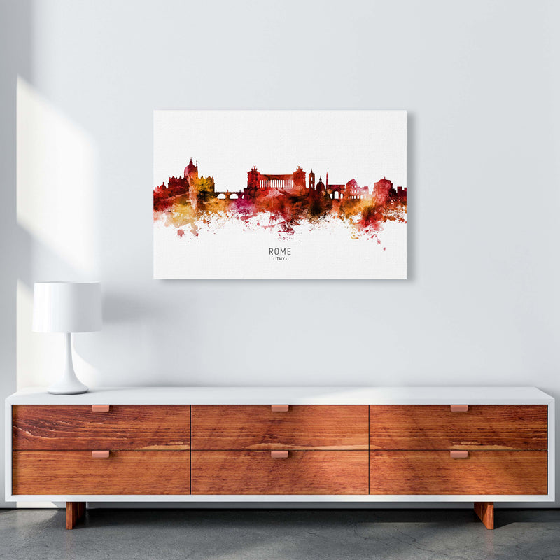 Rome Italy Skyline Red City Name Print by Michael Tompsett A1 Canvas
