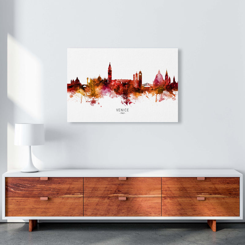 Venice Italy Skyline Red City Name Print by Michael Tompsett A1 Canvas