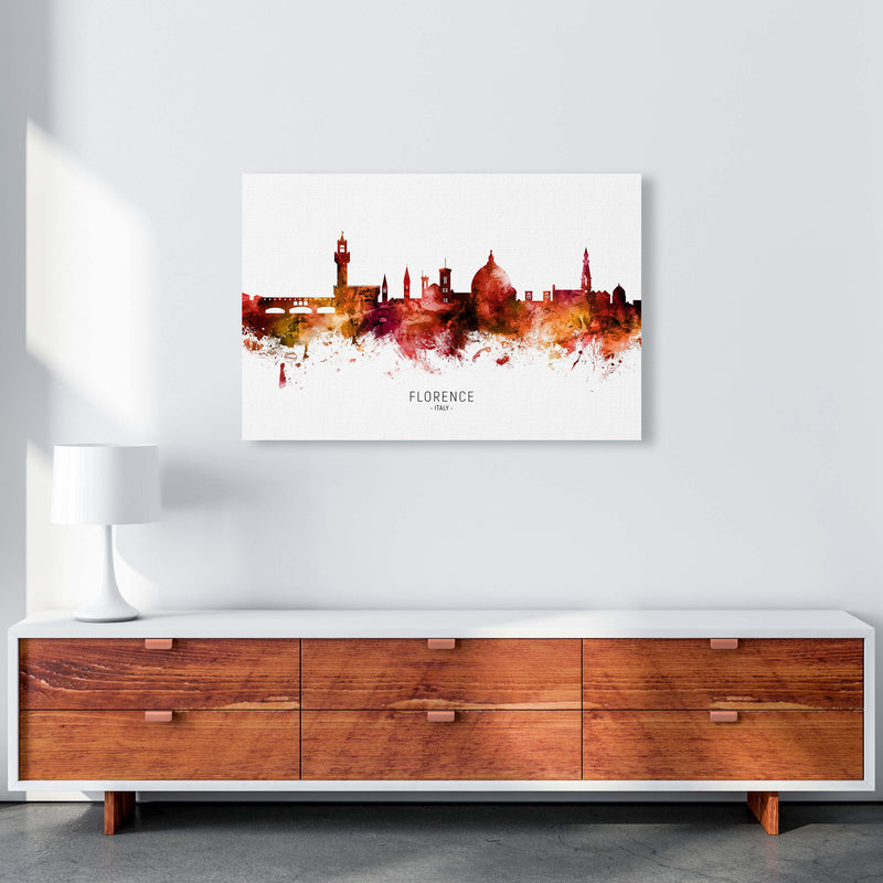Florence Italy Skyline Red City Name  by Michael Tompsett A1 Canvas