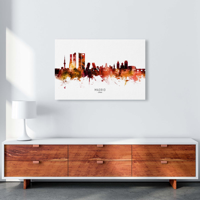 Madrid Spain Skyline Red City Name Print by Michael Tompsett A1 Canvas