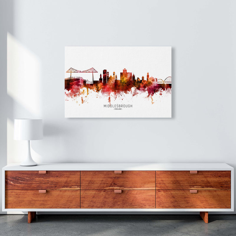 Middlesbrough England Skyline Red City Name  by Michael Tompsett A1 Canvas