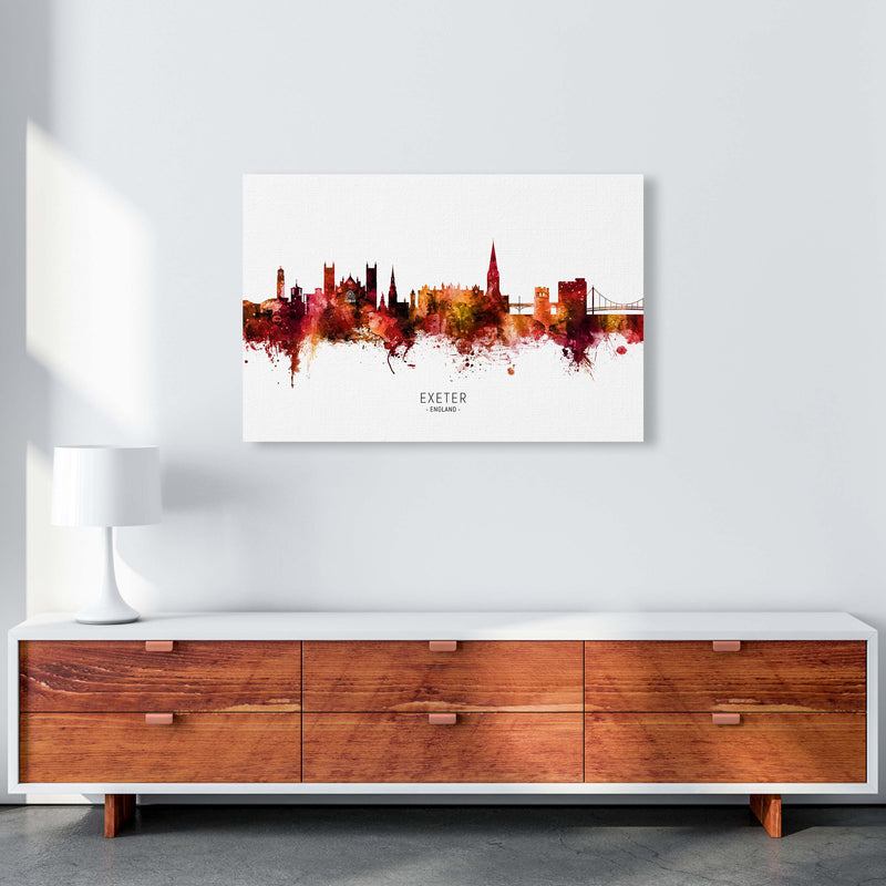 Exeter England Skyline Red City Name  by Michael Tompsett A1 Canvas