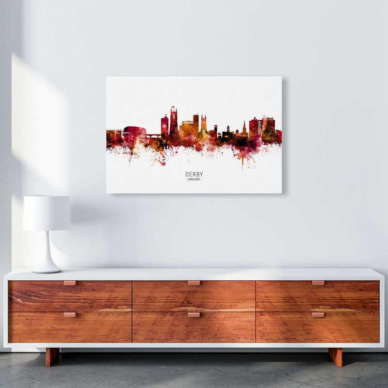 Derby England Skyline Red City Name Print by Michael Tompsett A1 Canvas