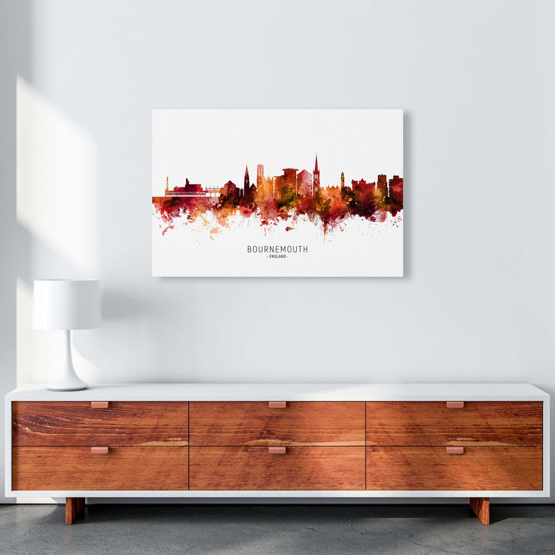 Bournemouth England Skyline Red City Name  by Michael Tompsett A1 Canvas