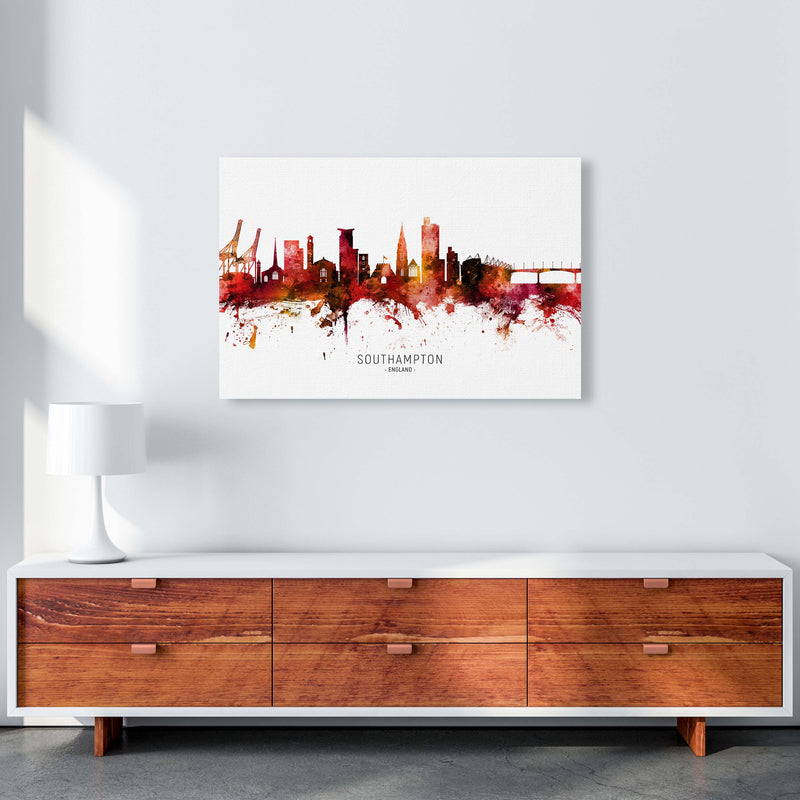 Southampton England Skyline Red City Name  by Michael Tompsett A1 Canvas