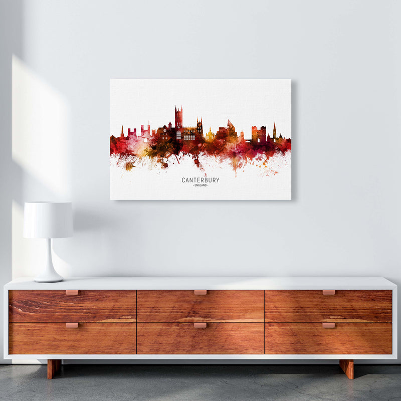 Canterbury England Skyline Red City Name  by Michael Tompsett A1 Canvas