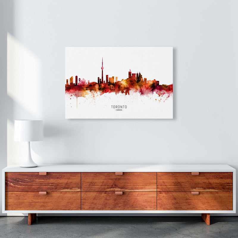 Toronto Canada Skyline Red City Name  by Michael Tompsett A1 Canvas